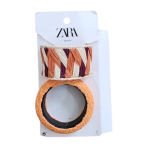 Zara Multicolor Woven Bangle And Cuff Set Nwt